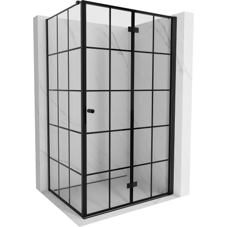 Mexen Mist-F T Duschkabine faltbar rechts 120 x 100 cm, schwarzes Gitter, schwarz - 8A6T-120-100-70-77-P