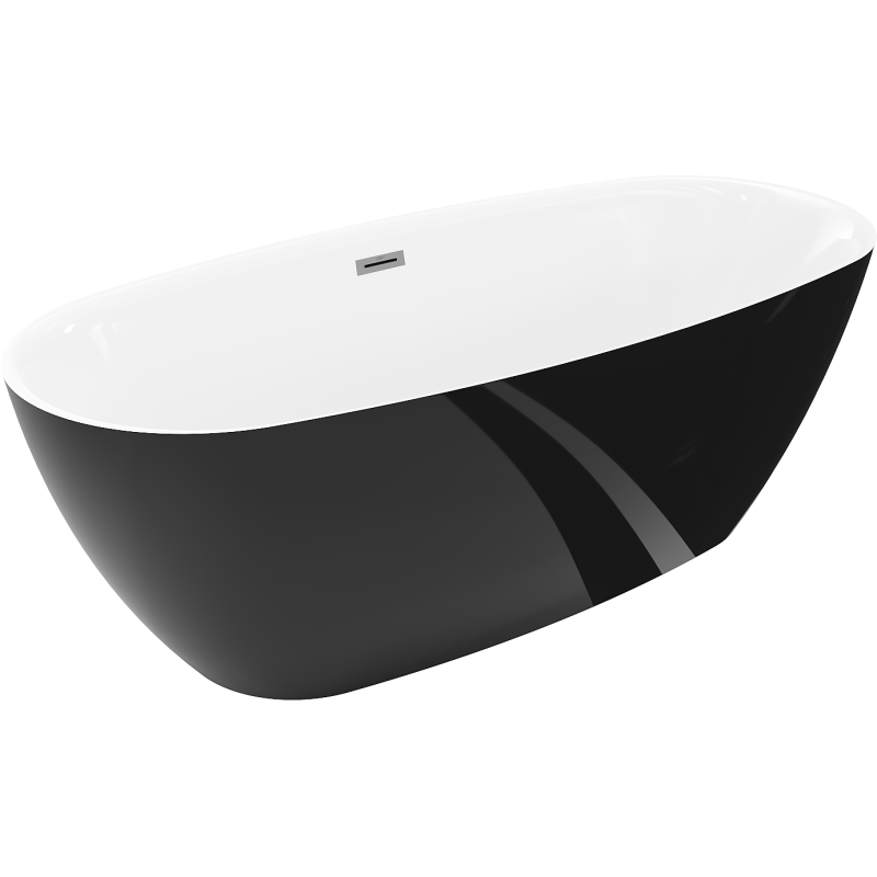 Mexen Luvo Slim Λουτρό ελεύθερης τοποθέτησης 170 x 75 cm, λευκό/μαύρο,