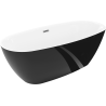 Mexen Luvo Slim vasca da bagno autoportante 170 x 75 cm, bianca/nera, troppo pieno gun metal- 52801707575-95