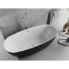 Mexen Luvo Slim freistehende Badewanne 170 x 75 cm, weiß/schwarz, Überlauf gebürstetes Nickel - 52801707575-97