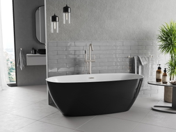 Mexen Luvo Slim samostojeća kada 170 x 75 cm, bijela/crna, preljev četkani nikal - 52801707575-97