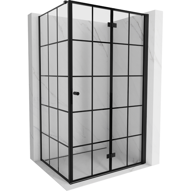Mexen Mist-F cabine de douche pliante droite 70 x 120 cm, grille noire, noire - 8A6T-070-120-70-77-P