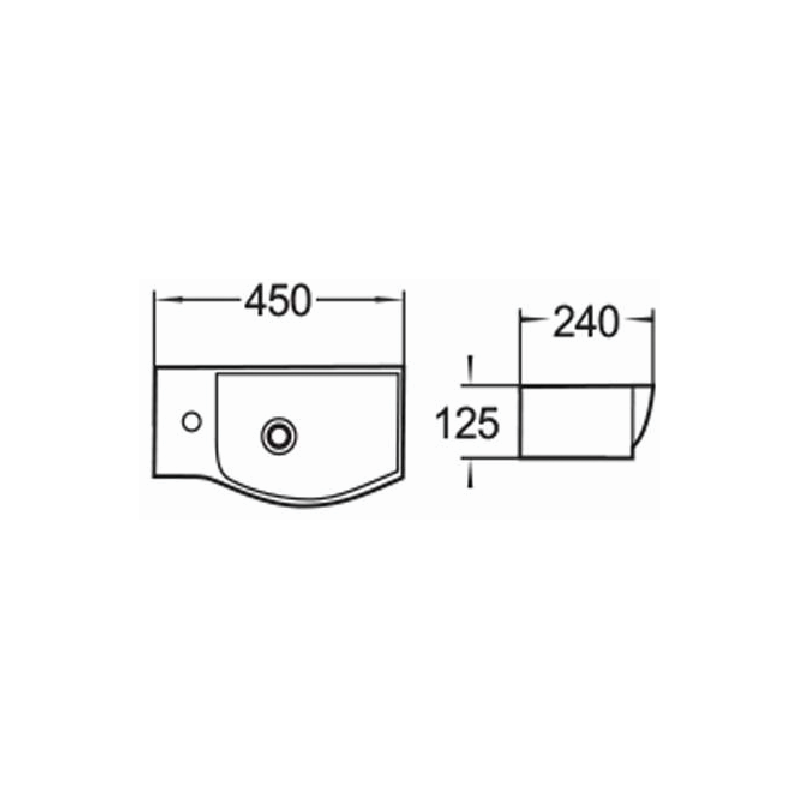 Mexen Hugo lavabo de comptoir droit 45 x 24 cm, blanc - 21254500R