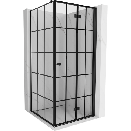 Mexen Mist-F T Duschkabine klappbar rechts 120 x 120 cm, schwarzes Gitter, schwarz - 8A6T-120-120-70-77-P
