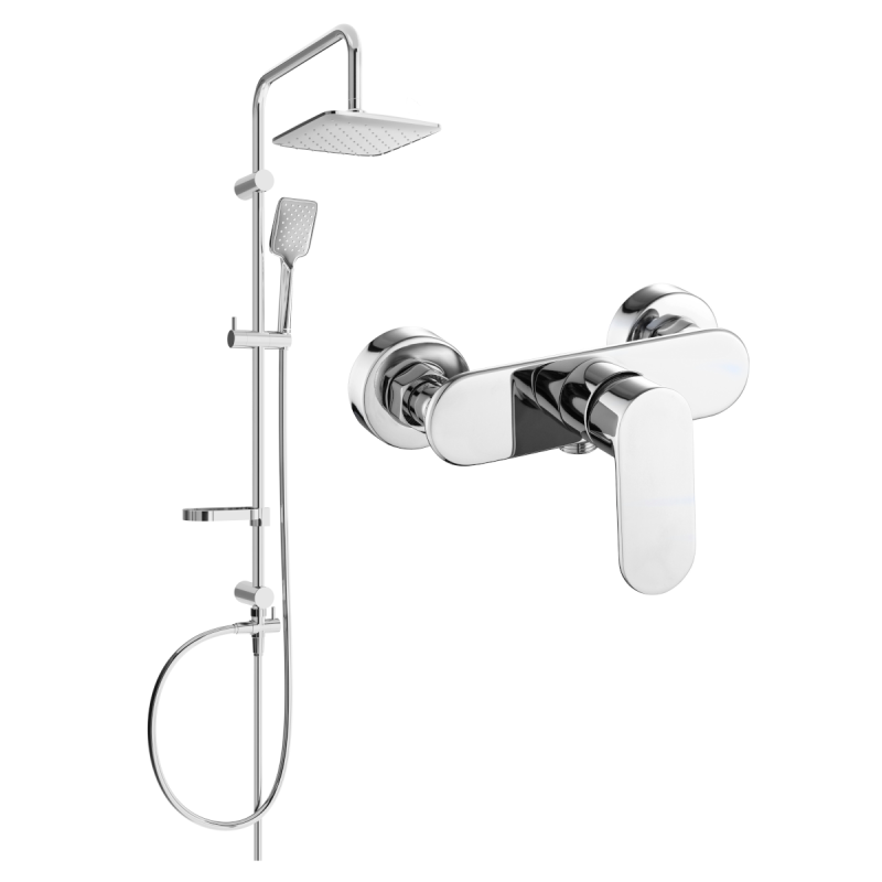 Mexen Sven conjunto de ducha sobre muro con alcachofa y grifo de ducha Milo, cromo - 71340262-00