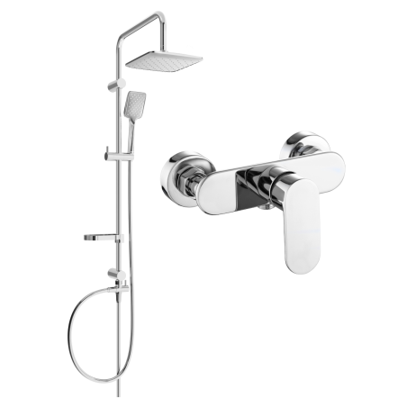 Mexen Sven exposed shower set with rain shower and Milo shower mixer, chrome - 71340262-00