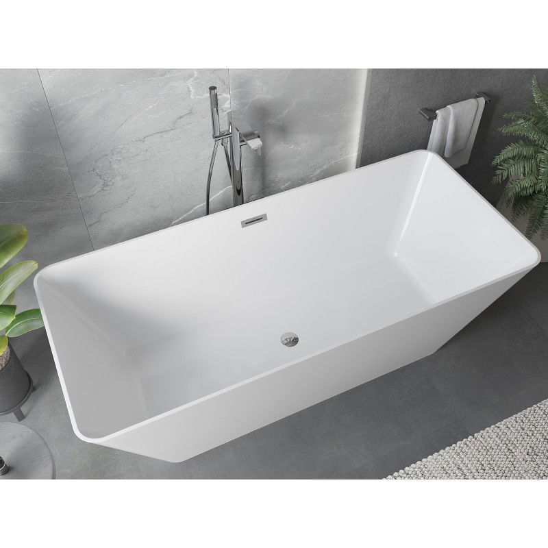 Mexen Velo Slim vasca da bagno autoportante 170 x 75 cm, bianca, troppo pieno cromo - 52811707500-01