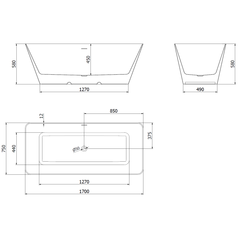 Mexen Velo Slim vasca da bagno autoportante 170 x 75 cm, bianca, troppo pieno bianco - 52811707500-20