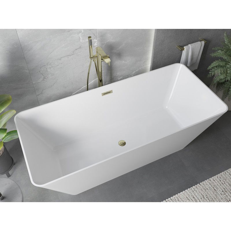 Mexen Velo Slim prostostoječa kad 170 x 75 cm, bela, zlati preliv - 52811707500-50