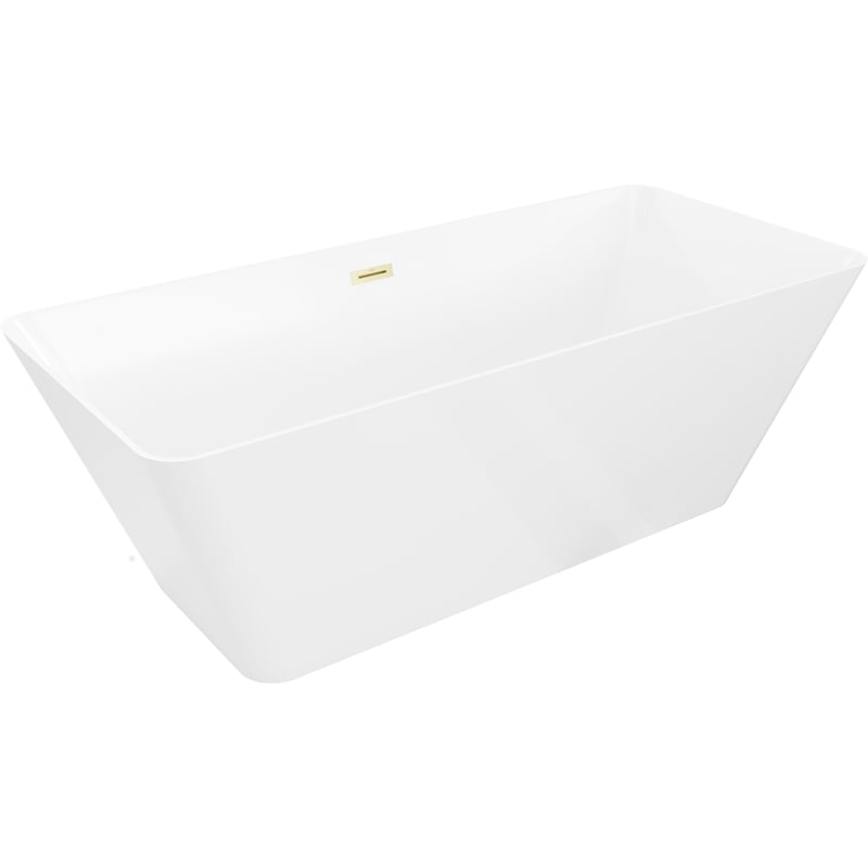 Mexen Velo Slim wanna wolnostojąca 170 x 75 cm, biała, przelew złoty szczotkowany - 52811707500-55