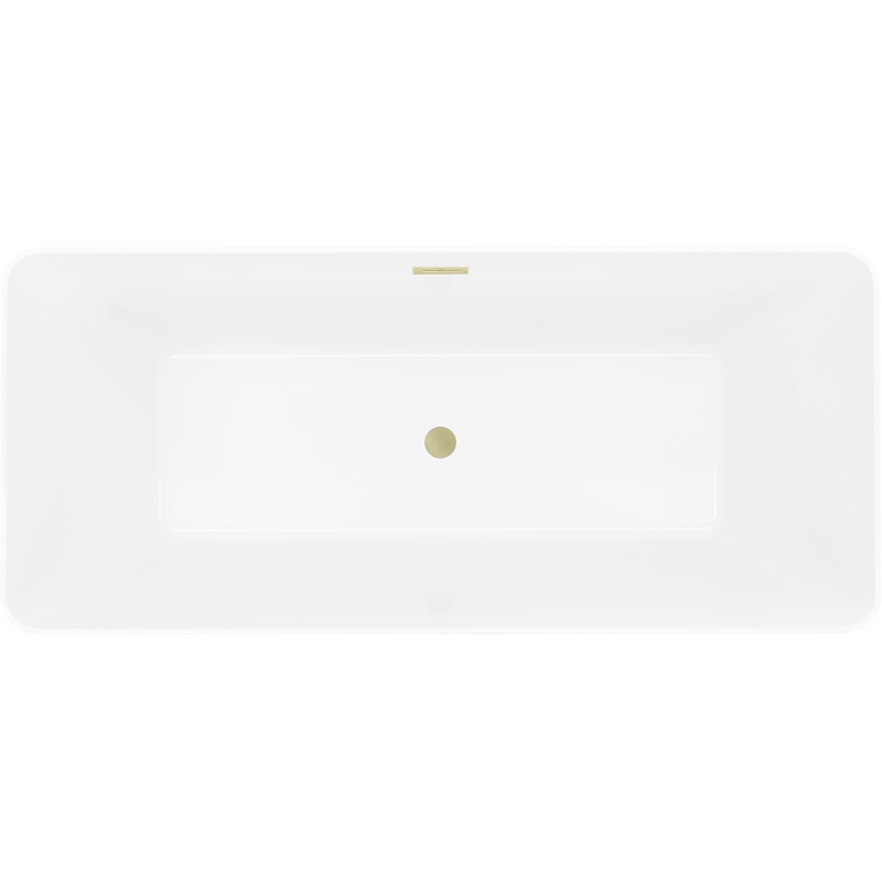 Mexen Velo Slim Freestanding Bath 170 x 75 cm, White, Brushed Gold Overflow - 52811707500-55