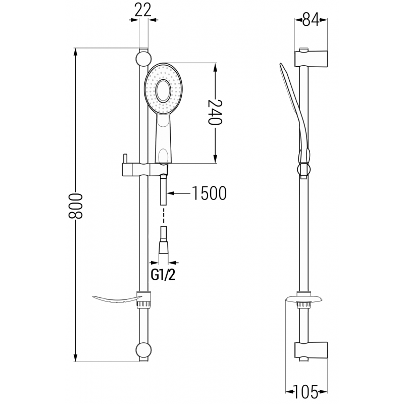 Mexen DF73 verstellbar Duschset, Chrom - 785734582-02