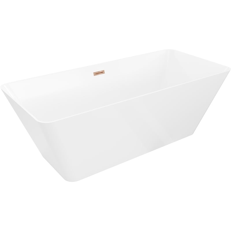 Mexen Velo Slim wanna wolnostojąca 170 x 75 cm, biała, przelew różowe złoto - 52811707500-60