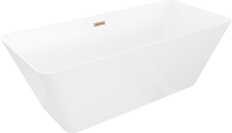 Mexen Velo Slim freistehende Badewanne 170 x 75 cm, weiß, Überlauf Roségold - 52811707500-60