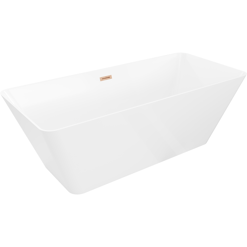 Mexen Velo Slim vrijstaande badkuip 170 x 75 cm, wit, geborsteld koper overloop - 52811707500-65
