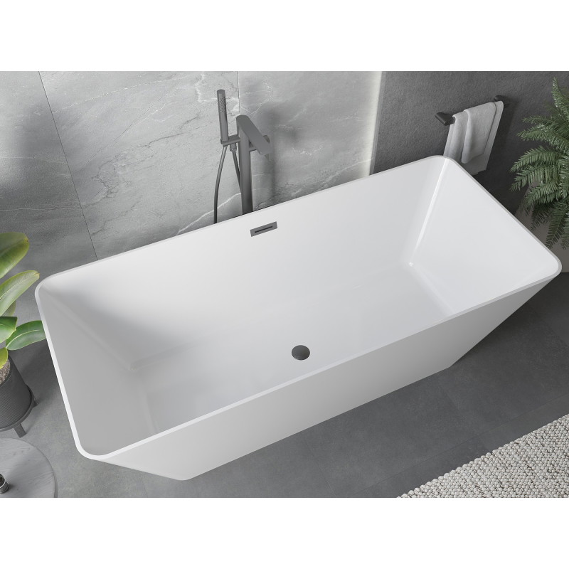 Mexen Velo Slim wanna wolnostojąca 170 x 75 cm, biała, przelew gun gray szczotkowany - 52811707500-66