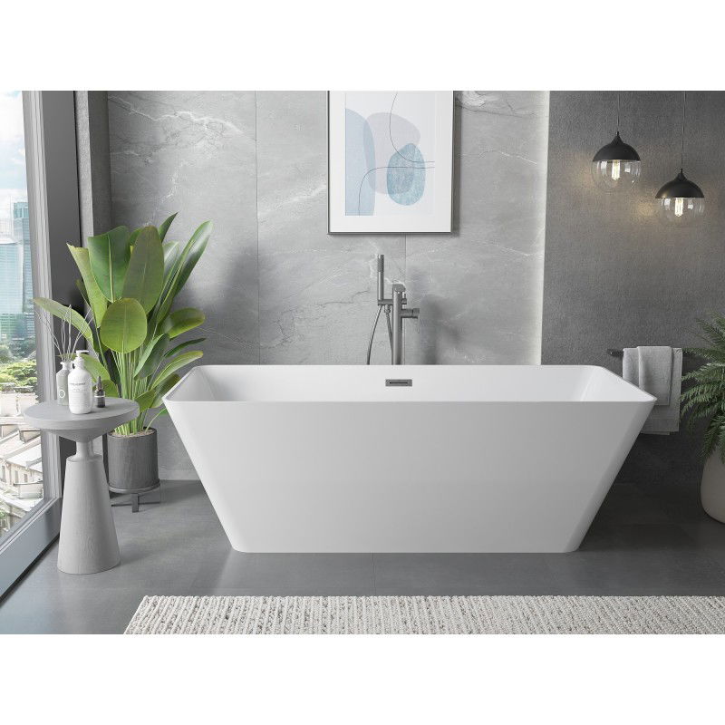 Mexen Velo Slim freistehende Badewanne 170 x 75 cm, weiß, Überlauf gun gray gebürstet - 52811707500-66