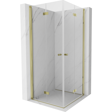 Mexen Mist-F Duo cabine de douche pliante 120 x 120 cm, transparent, dorée - 8A6-120L-120P-50-00