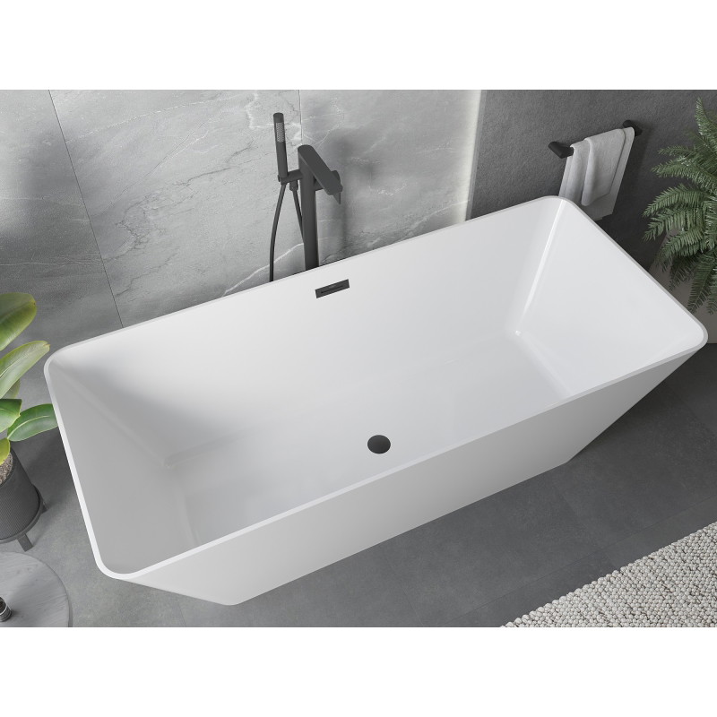Mexen Velo Slim vabas seisev vann 170 x 75 cm, valge, must ülevool - 52811707500-70