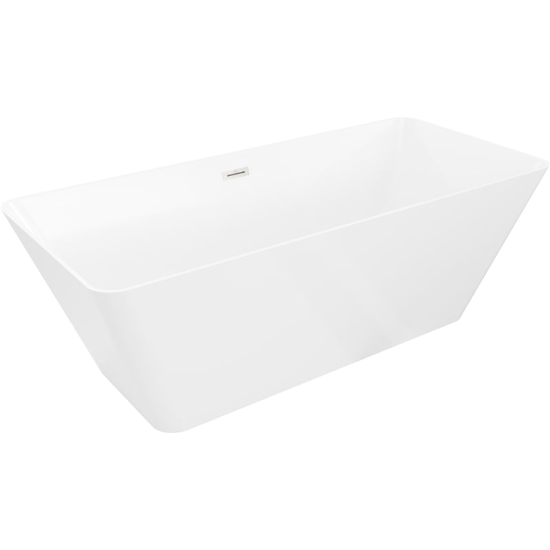 Mexen Velo Slim samostojeća kada 170 x 75 cm, bijela, preljev brušeni nikal - 52811707500-97
