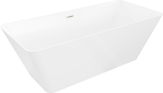 Mexen Velo Slim freistehende Badewanne 170 x 75 cm, weiß, Überlauf gebürsteter Nickel - 52811707500-97