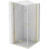 Mexen Mist-F Duo vouwdeur douchecabine 70 x 70 cm, transparant, geborsteld goud - 8A6-070L-070P-55-00