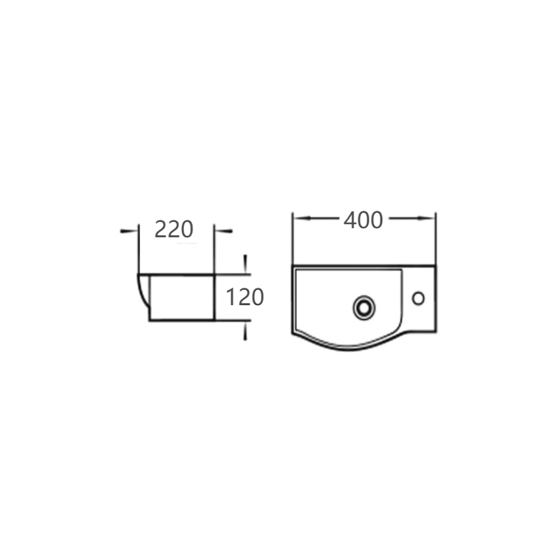 Mexen Hugo lavabo de bancada esquerdo 40 x 22 cm, branco - 21254000L