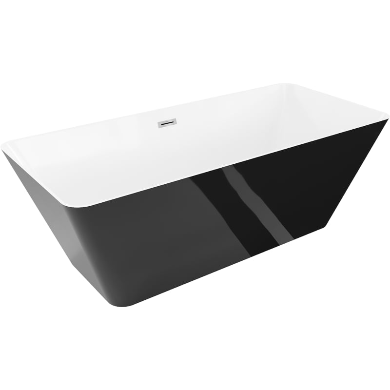 Mexen Velo Slim wanna wolnostojąca 170 x 75 cm, biała/czarna, przelew chrom - 52811707575-01