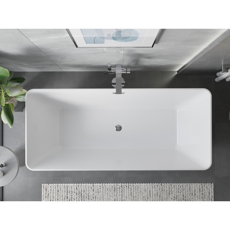 Mexen Velo Slim wanna wolnostojąca 170 x 75 cm, biała/czarna, przelew chrom - 52811707575-01