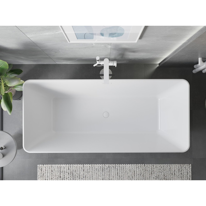 Mexen Velo Slim wanna wolnostojąca 170 x 75 cm, biała/czarna, przelew biały - 52811707575-20