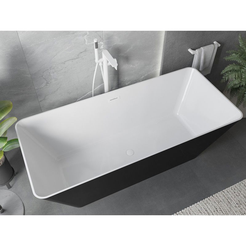 Mexen Velo Slim Fräistousend Badwann 170 x 75 cm, wäiss/schwaarz, wäissen Iwwerfloss - 52811707575-20