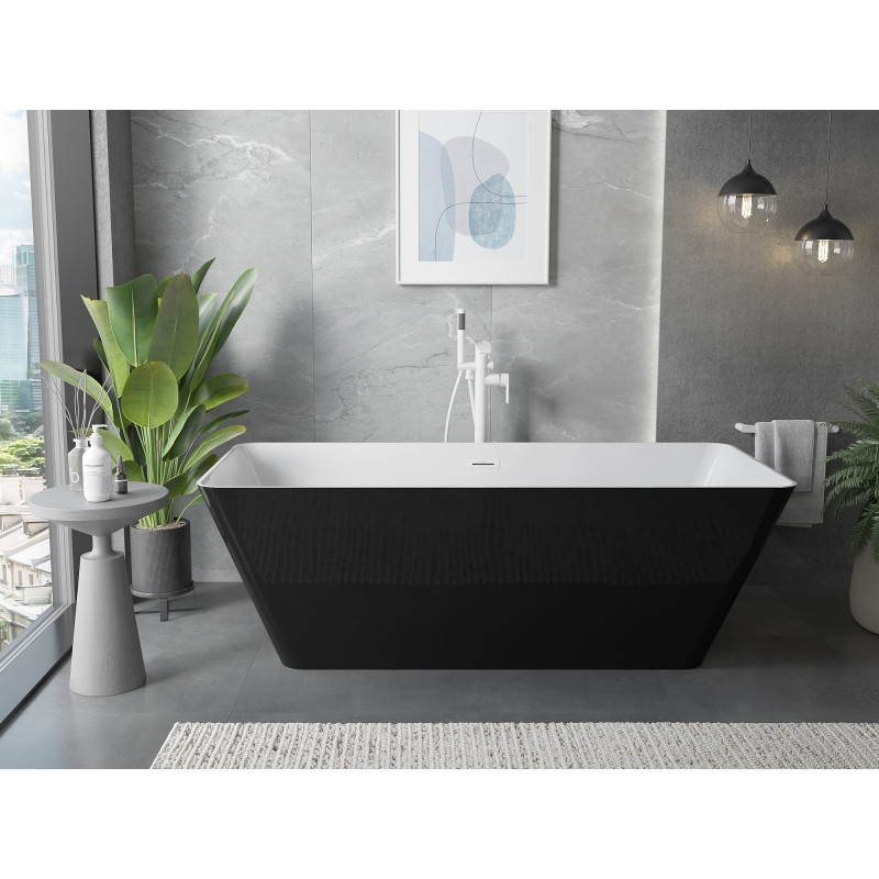 Mexen Velo Slim eraldiseisev vann 170 x 75 cm, valge/must, valge ülevool - 52811707575-20