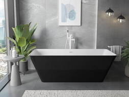 Mexen Velo Slim freistehende Badewanne 170 x 75 cm, weiß/schwarz, weißer Überlauf - 52811707575-20