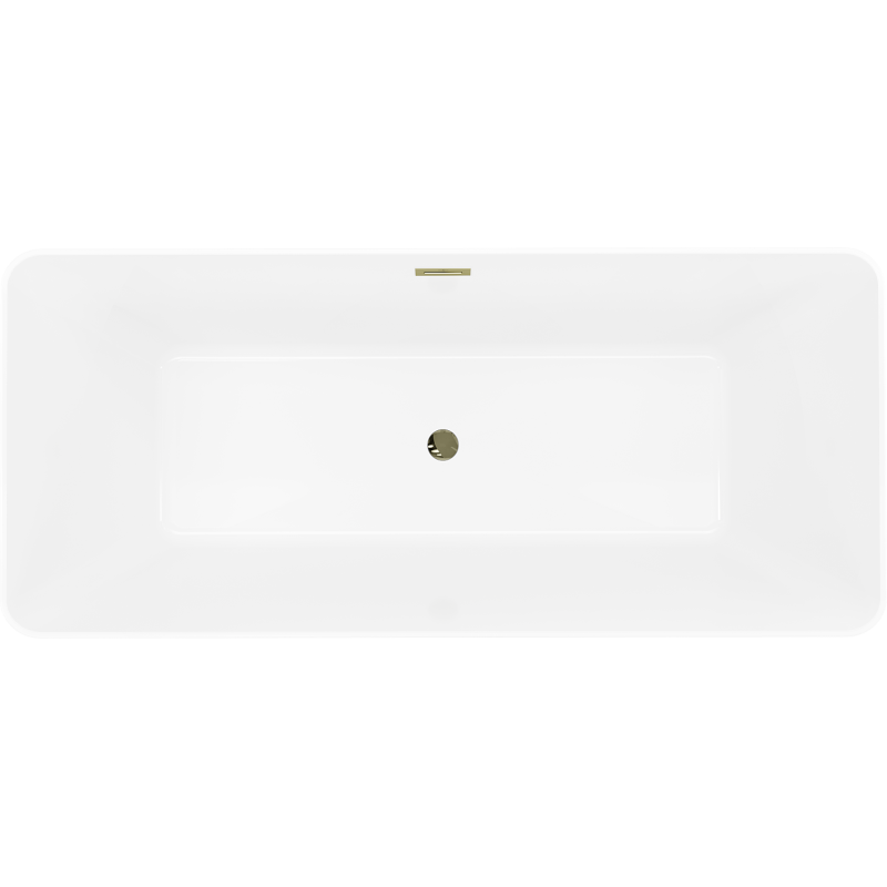 Mexen Velo Slim Free-standing Bath 170 x 75 cm, White/Black, Gold Overflow - 52811707575-50