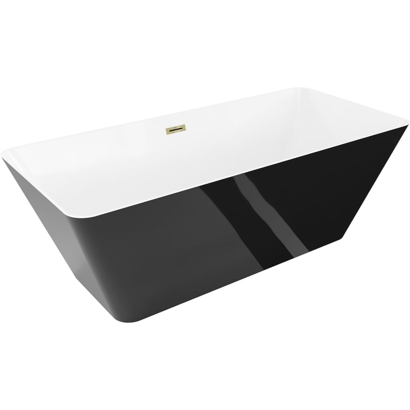 Mexen Velo Slim wanna wolnostojąca 170 x 75 cm, biała/czarna, przelew złoty - 52811707575-50