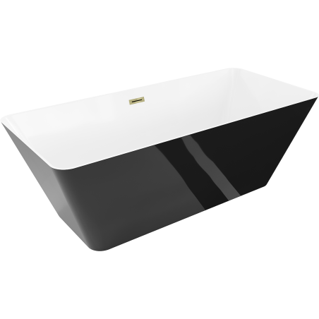 Mexen Velo Slim Free-standing Bath 170 x 75 cm, White/Black, Gold Overflow - 52811707575-50