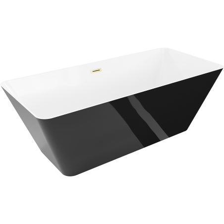 Mexen Velo Slim freestanding bathtub 170 x 75 cm, white/black, brushed gold overflow - 52811707575-55