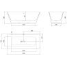 Mexen Velo Slim freistehende Badewanne 170 x 75 cm, weiß/schwarz, Überlauf gebürstetes Kupfer - 52811707575-65