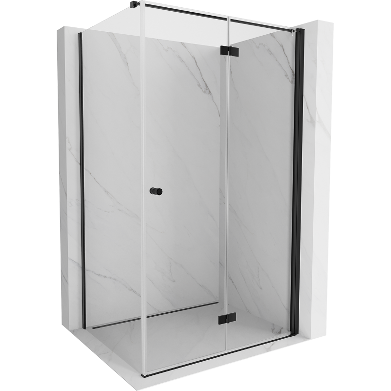 Mexen Mist-F T Duschkabine klappbar rechts 100 x 90 cm, transparent, schwarz - 8A6T-100-090-70-00-P