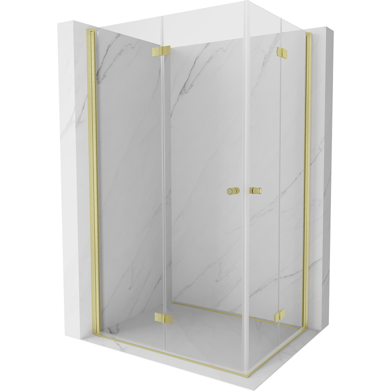 Mexen Mist-F Duo cabine de douche pliante gauche 110 x 70 cm, transparent, or brossé - 8A6-110L-070P-55-00