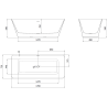 Mexen Velo Slim vrijstaande badkuip 170 x 75 cm, wit/zwart, overloop gepolijst gun gray - 52811707575-66
