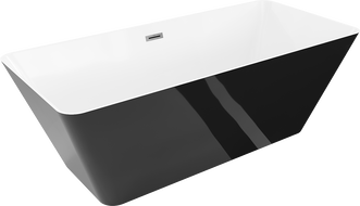 Mexen Velo Slim 170 x 75 cm Free-standing Bath, White/Black, Brushed Gun Gray Overflow - 52811707575-66