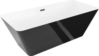 Mexen Velo Slim 170 x 75 cm Freestanding Bath, White/Black, Black Overflow - 52811707575-70