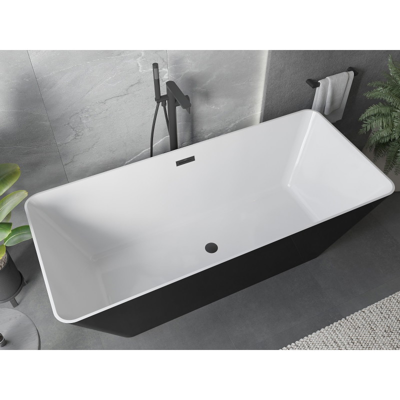 Mexen Velo Slim samostojeća kada 170 x 75 cm, bijela/crna, preljev crni - 52811707575-70