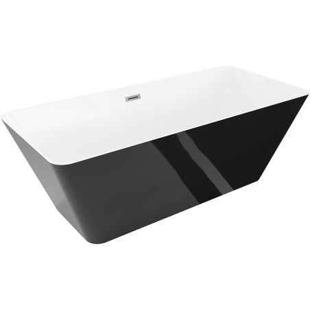 Mexen Velo Slim banheira independente 170 x 75 cm, branca/preta, transbordamento gun metal - 52811707575-95