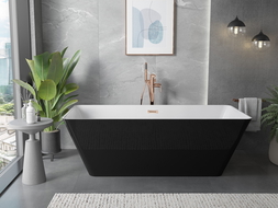 Mexen Velo Slim wanna wolnostojąca 170 x 75 cm, biała/czarna, przelew różowe złoto - 52811707575-60