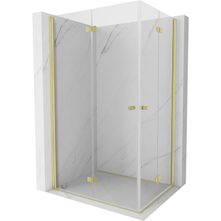Mexen Mist-F Duo Foldable Shower Enclosure Left 90 x 75 cm, Transparent, Brushed Gold - 8A6-090L-075P-55-00