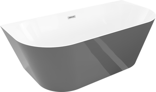 Mexen Oval Slim vrijstaande wandbadkuip 170 x 80 cm, wit/grijs, chromen overloop - 52661708062-01