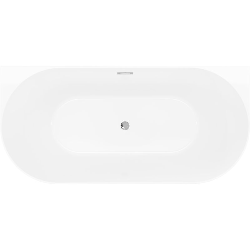 Mexen Oval Slim freestanding back-to-wall bathtub 170 x 80 cm, white/gray, chrome overflow - 52661708062-01