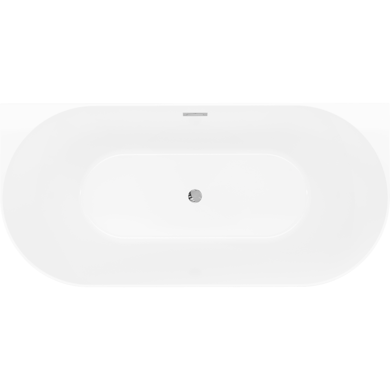 Mexen Oval Slim wanna wolnostojąca przyścienna 170 x 80 cm, biała/szara, przelew chrom - 52661708062-01
